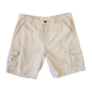 Paradise Collection Cargo Shorts Mens 38 Beige Linen Blend Beach Vacation Summer